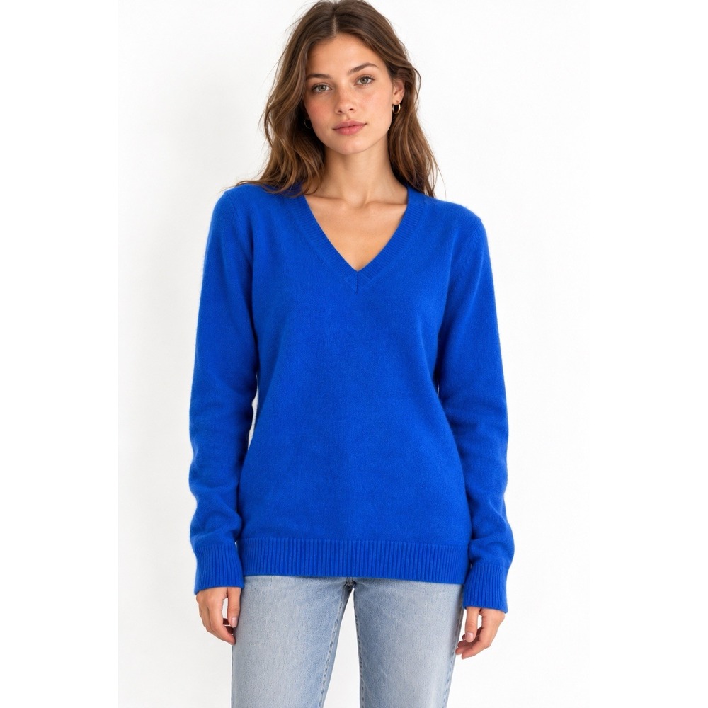 Magaschoni 100% Cashmere Sweater Women S Blue Pullover Boho Cottagecore Cozy